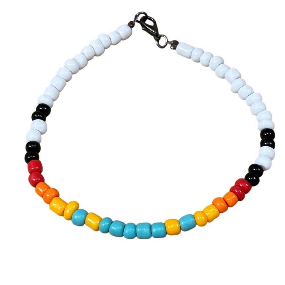 Handcrafted Multi Color‎ Seed Bead Bracelet White Black Red Orange Yellow Blue